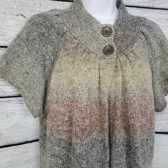 Dressbarn Women’s 14/16 Gradient Knit Short Sleeve Sweater Cardigan Pockets - Picture 3 of 7